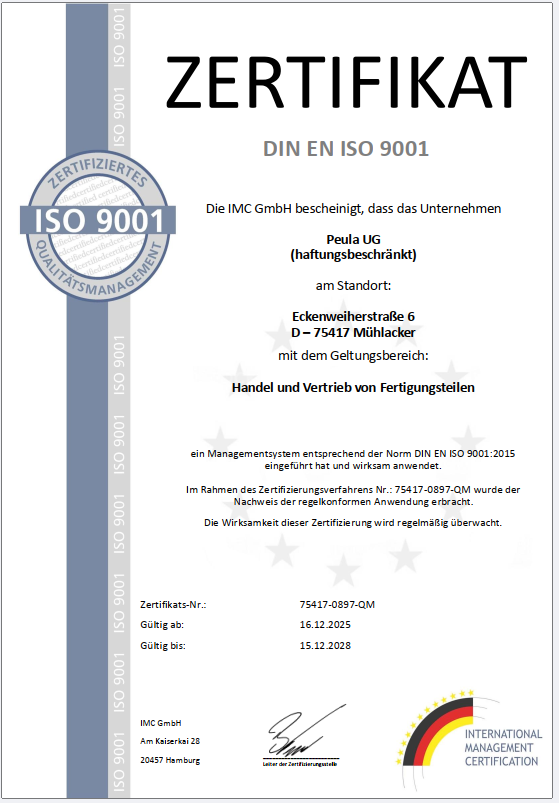 ISO 9001 Zertifikat